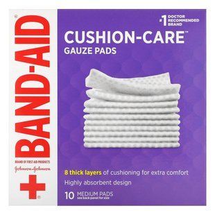 Band Aid, Cushion-Care, Gauze Pads, Medium, 10 Pads купить в Киеве и Украине