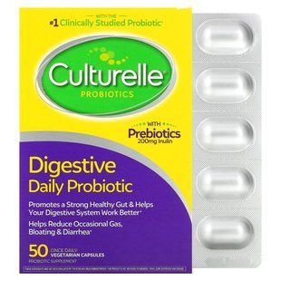 Здоров'я травної системи, пробіотик для щоденного прийому, Culturelle, 50 вегетаріанських капсул для прийому один раз в день