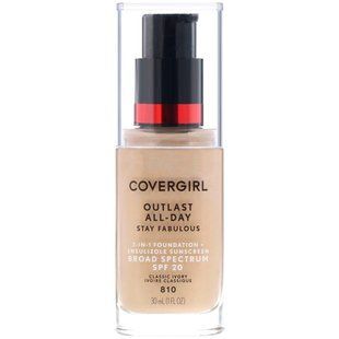Тональна основа 3 в 1, відтінок 810 &laquo;Класична слонова кістка&raquo;, Outlast All-Day Stay Fabulous, Covergirl, 30 мл