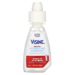 Глазные капли для смазки / снятия покраснения, Red Eye, Hydrating Comfort, Lubricant/Redness Reliever Eye Drops, Visine, 15 мл купить в Киеве и Украине