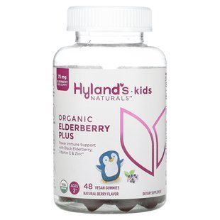 Hylands, Kids Naturals, organic elderberry plus, natural berries, for children from 2 years, 48 vegan chewable tablets.