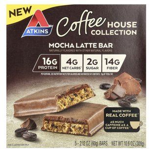 Atkins, Coffee House Collection, Mocha Latte Bar, 5 Bars, 2.12 oz (60 g) Each купить в Киеве и Украине