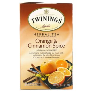 Чай из трав, со вкусом апельсина и корицы, без кофеина, Twinings, 20 отдельных пакетиков, 40 г купить в Киеве и Украине