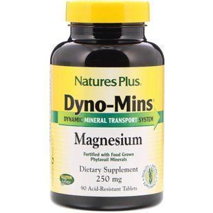 Dyno-Mins, Магний, Nature's Plus, 250 мг, 90 кислотоустойчивых таблеток купить в Киеве и Украине