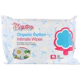 Інтимні серветки з органічної бавовни, Maxim Hygiene Products, 20 вологих серветок