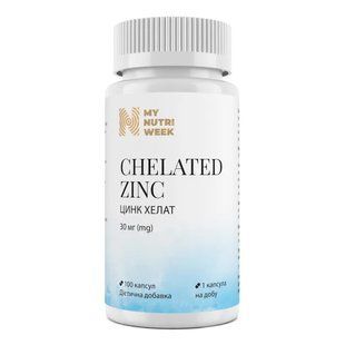 Хелатний цинк My Nutri Week (Chelated Zinc) 30 мг 100 капсул купить в Киеве и Украине