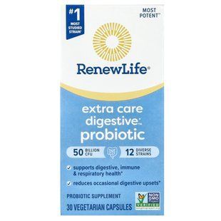 Пробіотики, Extra Care, Ultimate Flora Probiotic, Renew Life, 50 мільярдів живих культур, 30 вегетаріанських капсул