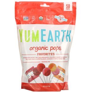 Чупачупсы с разными фруктовыми вкусами органик YumEarth (Pops) 50 шт 349 г купить в Киеве и Украине