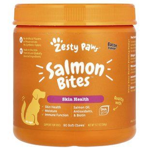 Zesty Paws, Salmon Bites, For Dogs, All Ages, Bacon, 90 Soft Chews, 12.7 oz (360 g) купить в Киеве и Украине