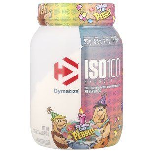 Dymatize, ISO100&reg; Hydrolyzed, 100% Whey Protein Isolate, Pebbles&trade; Birthday Cake, 1.34 lbs (610 g)