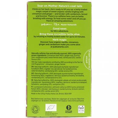 Ванільний чай, без кофеїну, Pukka Herbs, 20 пакетиків, 1,41 унції (40 г)