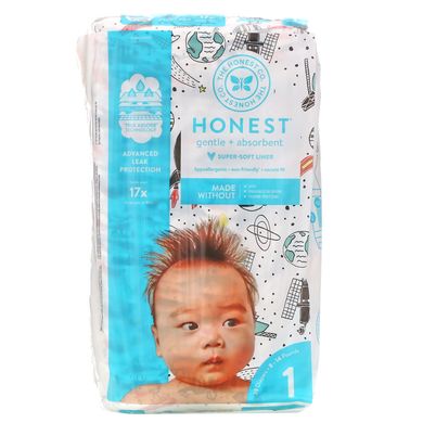 Підгузки, Honest Diapers, Розмір 1, 8-14 фунтів, космічна подорож, The Honest Company, 35 підгузників