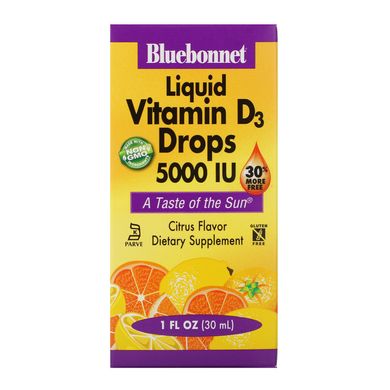 Вітамін Д3 цитрусовий смак краплі Bluebonnet Nutrition (Liquid Vitamin D3) 5000 МО 30 мл