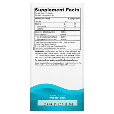 Omega Ultimate with Coenzyme Nordic Naturals 1000 mg 120 capsules