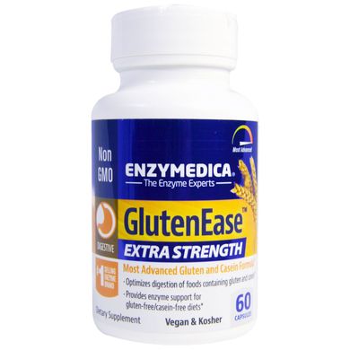 Ферменти для перетравлення глютену, GlutenEase, Enzymedica, 60 капсул
