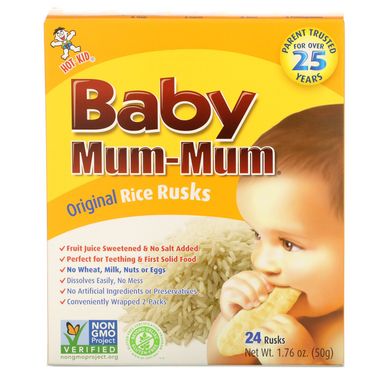 Baby Mum-Mum, оригінальні рисові галети, Hot Kid, 24 галет, 50 г (1,76 унції) кожна