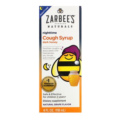 Дитячий нічний сироп від кашлю, натуральний ароматизатор-виноград, Zarbee's, 118 мл (4 рідких унцій)