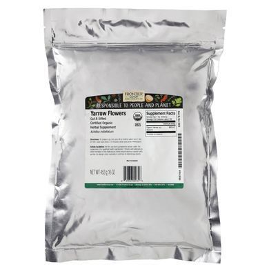 Органические нарезанные и просеянные цветки тысячелистника, Frontier Natural Products, 16 унций (453 г) купить в Киеве и Украине