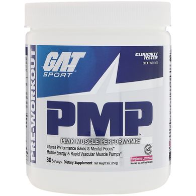 PMP, передтренувальні, максимальне м'язове навантаження, зі смаком малини, GAT, 9 унцій (255 г)