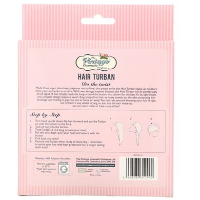 The Vintage Cosmetic Company, Hair Turban, Pink Polka Dot, 1 Count