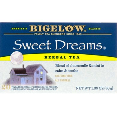Трав'яний чай «Солодкі сни», без кофеїну, Bigelow, 20 чайних пакетиків, 1,09 унц (30 г)