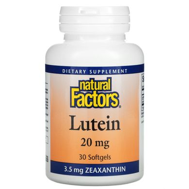 Natural Factors, лютеїн, 20 мг, 30 м'яких пігулок