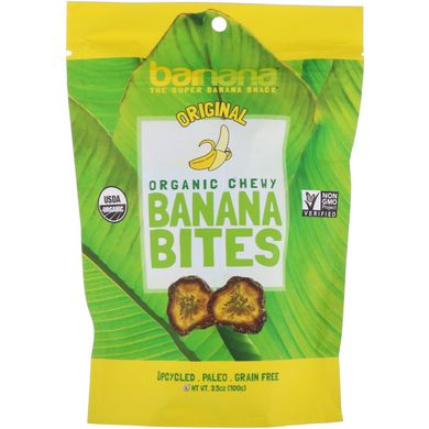 Жувальні бананові цукерки, Органічні, оригінальні, Barnana, 3,5 унції (100 г)