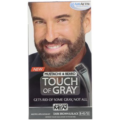 Фарба для вусів і бороди Touch of Gray, темно-коричневий і чорний B-45/55, Just for Men, 1 набір для багаторазового використання