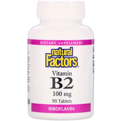 Рибофлавин витамин B2 Natural Factors (Riboflavin Vitamin B2) 100 мг 90 таблеток купить в Киеве и Украине