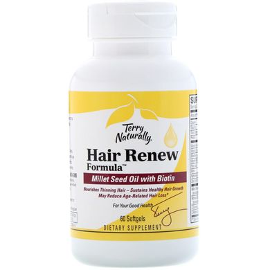 Восстановление волос EuroPharma, Terry Naturally (Hair Renew Formula) 60 капсул купить в Киеве и Украине