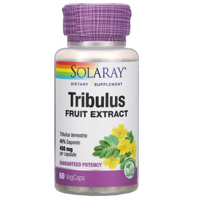 Трибулус для чоловіків, Tribulus Extract, Solaray, 450 мг, 60 вегетаріанських капсул