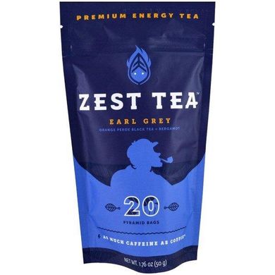 Чай «Преміум Енергія», граф Грей, Premium Energy Tea, Earl Grey, Zest Tea LLZ, 20 пірамідальних мішків, 1,76 унції (50 г) кожен