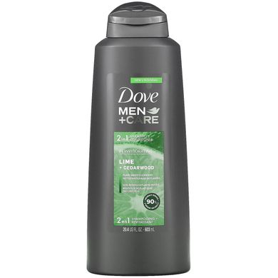 Dove, Men + Care, шампунь та кондиціонер, засіб для чоловіків 2 в 1, відновлення та зміцнення, лайм та кедр, 603 мл (20,4 рідк. унцій)