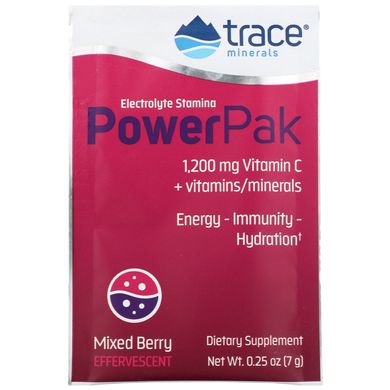 Електроліти Trace Minerals Research (Electrolyte Stamina Power Pak) 30 пакетиків з ягідним смаком