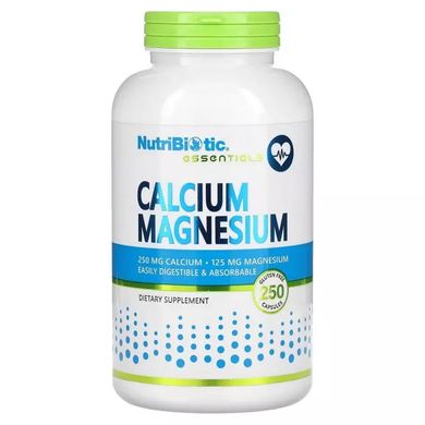 Кальций и Магний, Calcium Magnesium, NutriBiotic, 250 капсул купить в Киеве и Украине