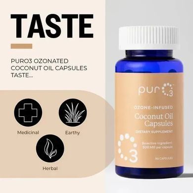 Озонированное кокосовое масло PurO3 (Ozone-Infused Coconut Oil capsules 500mg ) 500 мг 90 капсул купить в Киеве и Украине