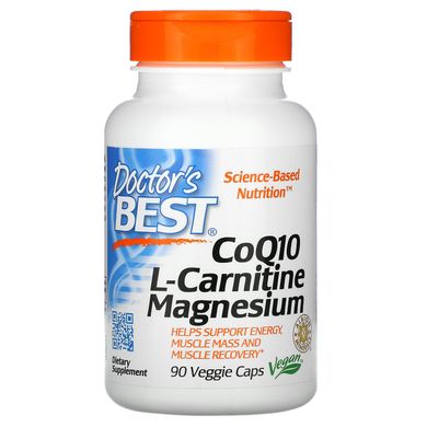 Коензим Q10 L-Карнітин Магній, CoQ10 L-Carnitine Magnesium, Doctor's Best, 90 вегетаріанських капсул