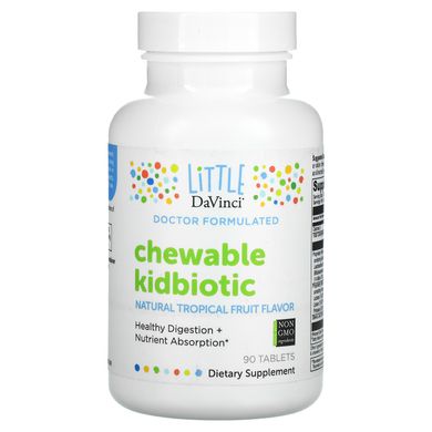 Пробиотики для детей Little DaVinci (Chewable Kidbiotic) 90 жевательных таблеток со вкусом тропических фруктов купить в Киеве и Украине