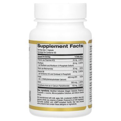 B-Комплекс базовый комплекс витаминов группы B California Gold Nutrition (Vitamin B Complex) 60 вегетарианских капсул купить в Киеве и Украине
