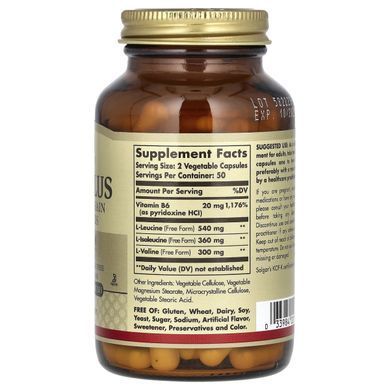 Амінокислоти BCAA плюс Solgar (BCAA Plus) 100 рослинних капсул