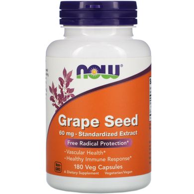 Екстракт виноградних кісточок Now Foods (Grape Seed) 60 мг 180 капсул