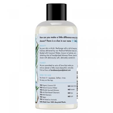 Гель для душа Radical Refresher, кокосовая вода и цветок мимозы, Radical Refresher Body Wash, Coconut Water & Mimosa Flower, Love Beauty and Planet, 89 мл купить в Киеве и Украине