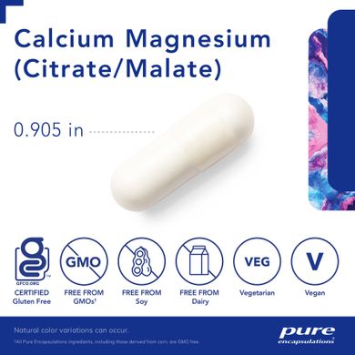 Кальций Магний цитрат / малат Pure Encapsulations (Calcium Magnesium Citrate Malate) 180 капсул купить в Киеве и Украине