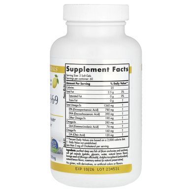 Омега 3-6-9 лимон Nordic Naturals (ProOmega-3-6-9) 1000 мг 120 капсул