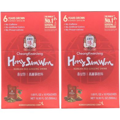 Hong Sam Won, напій з корейського червоного женьшеню, Cheong Kwan Jang, 20 пакетів, 1,69 р унц (50 мл) кожен