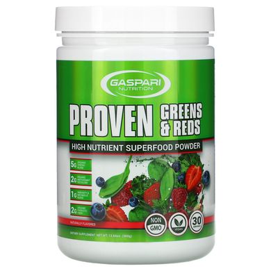 Gaspari Nutrition, Перевірена зелень та червоний колір, порошок суперпродукту з високим вмістом поживних речовин, з натуральним смаком, 12,69 унцій (360 г)