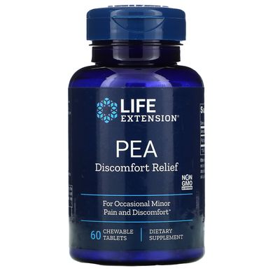 Для випадкового незначного болю і дискомфорту, PEA від болю, PEA Discomfort Relief, Life Extension, 60 жувальних таблеток
