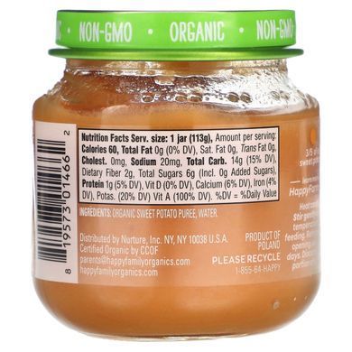 Happy Family Organics, Happy Baby, етап 1, батат, 113 г (4 унції)