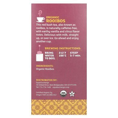 Equal Exchange, Organic Rooibos, herbal tea, 20 tea bags, 1.41 ounces (40 g)