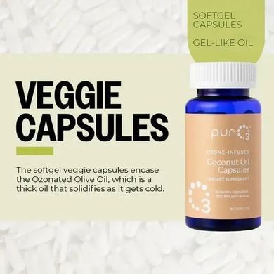 Озонированное кокосовое масло PurO3 (Ozone-Infused Coconut Oil capsules 500mg ) 500 мг 90 капсул купить в Киеве и Украине